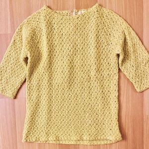 Vintage 60s Pendleton muted yellow wool crochet sweater